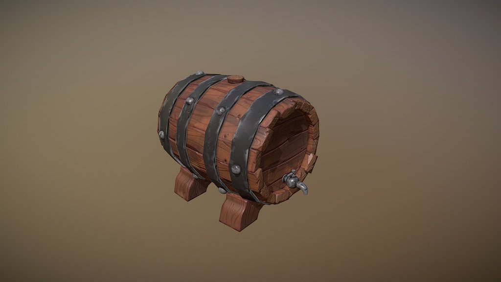 Stylized Barrel — low-poly props 3D model by darkmoral
