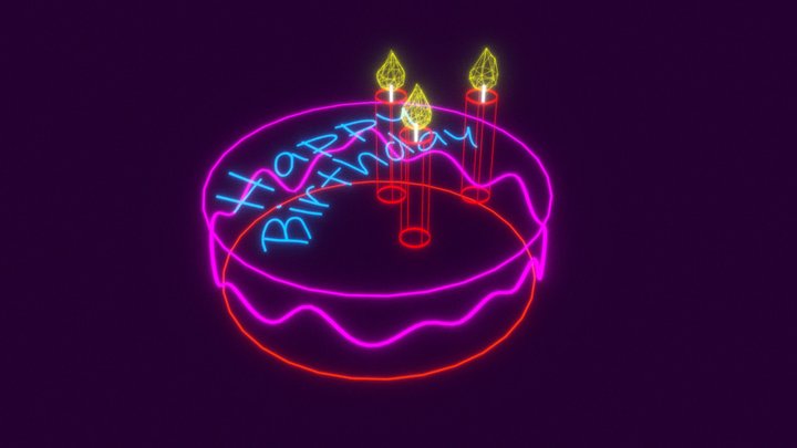 Neon Birthday Cake 3D Model