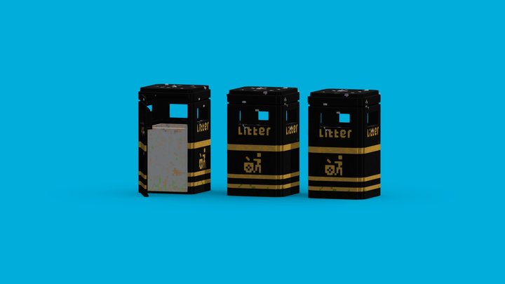 Voxel Bins/Garbage/Trash 3D Model