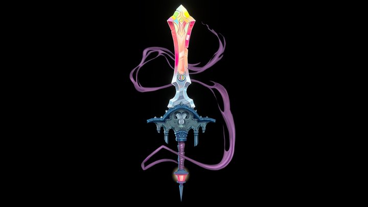 Handpainted Gothic Sword 3D Model
