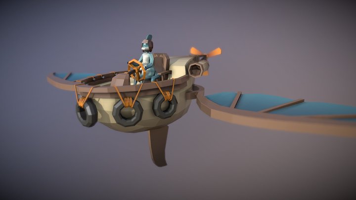 Low Poly Air Ship 3D Model