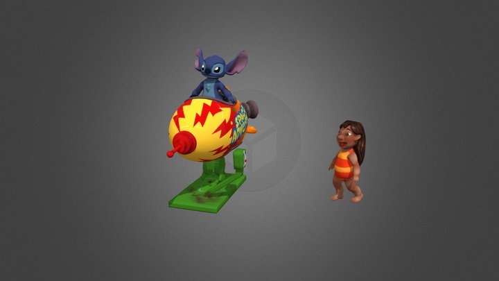 Fusée avec Lilo et Stitch 3D Model