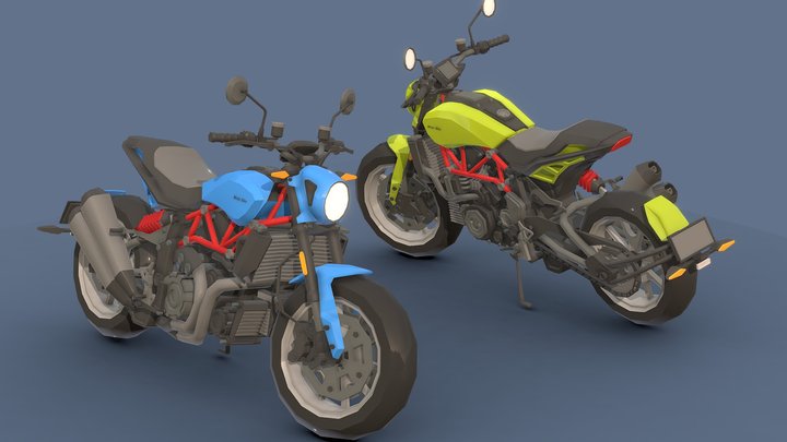 Low-Poly Motorcycle # 2 3D Model