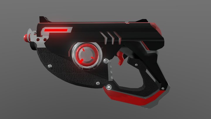 Overwatch: Tracer's Gun (Black and Red) 3D Model