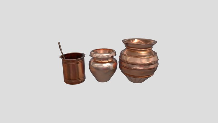 Copper Vessels Trio 3D Model