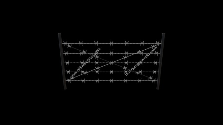 BB002 | Barb Wire Fencing with X Variations 3D Model
