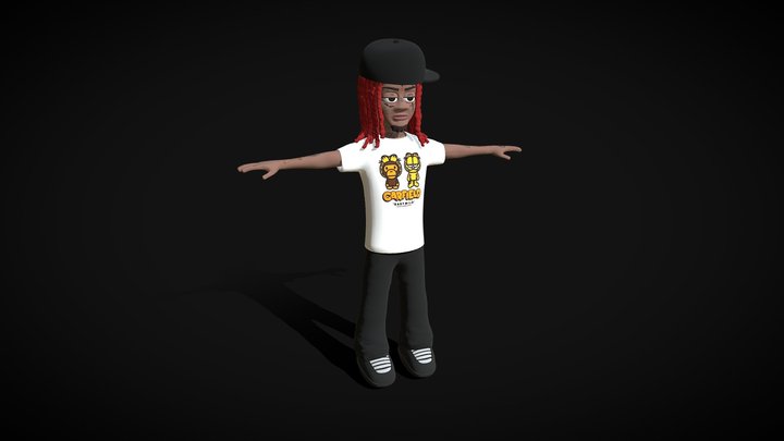 Trippie Redd Cartoon Character 3D Model