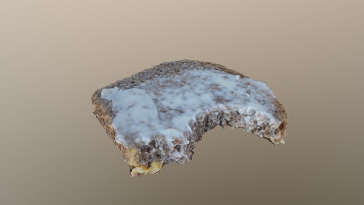 A slice of bread with butter 3D Model