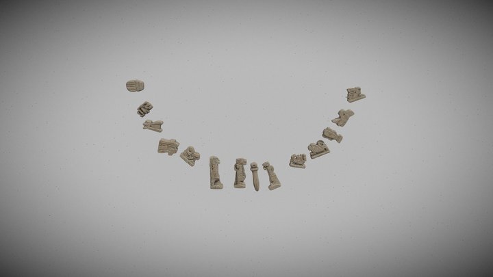 1_ Collana di amuleti in pasta silicea 3D Model