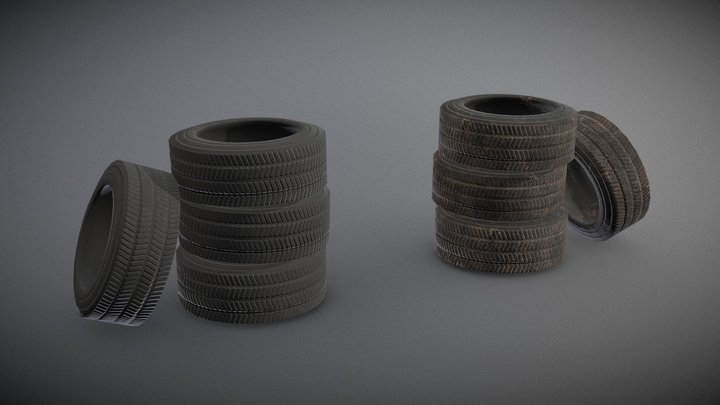 Car Pile of Tires 3D Model