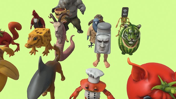 Italian Brainrot Meme Characters 3 3D Model