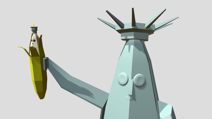Estatua Liberbanano - 5 errores + nivel secreto 3D Model