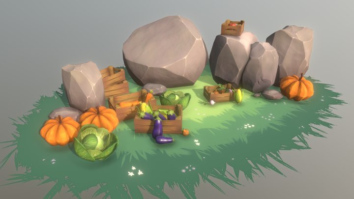 Stylized Vegetable Scenery 3D Model