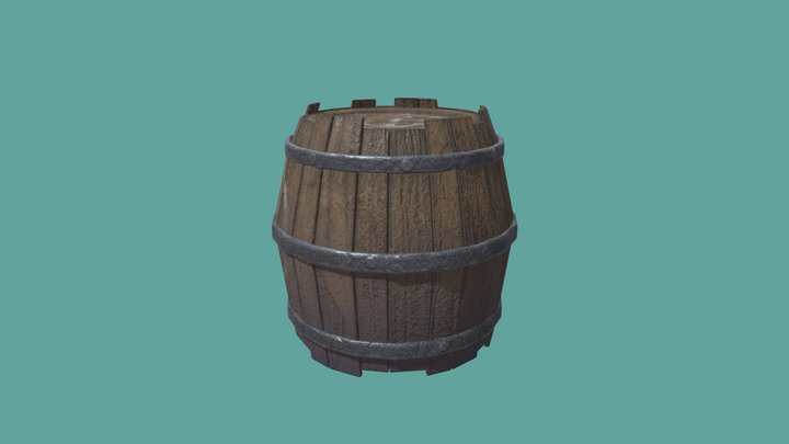 Wooden Barrel 3D Model