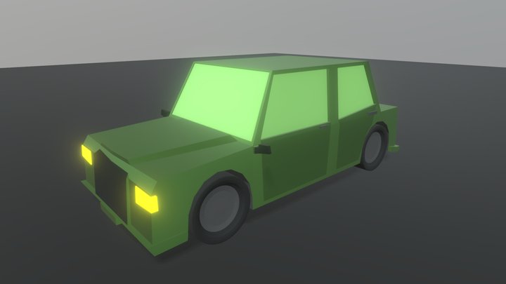 Simple Car Low Poly - Rigged 3D Model