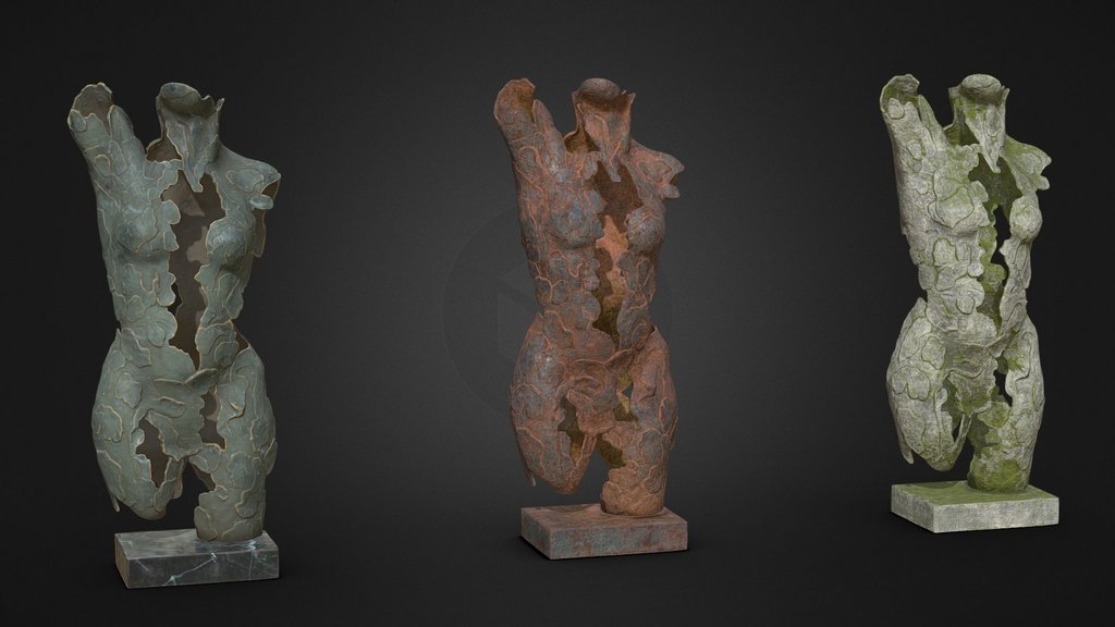 Abstract Female Torso Sculpture 3 pieces
