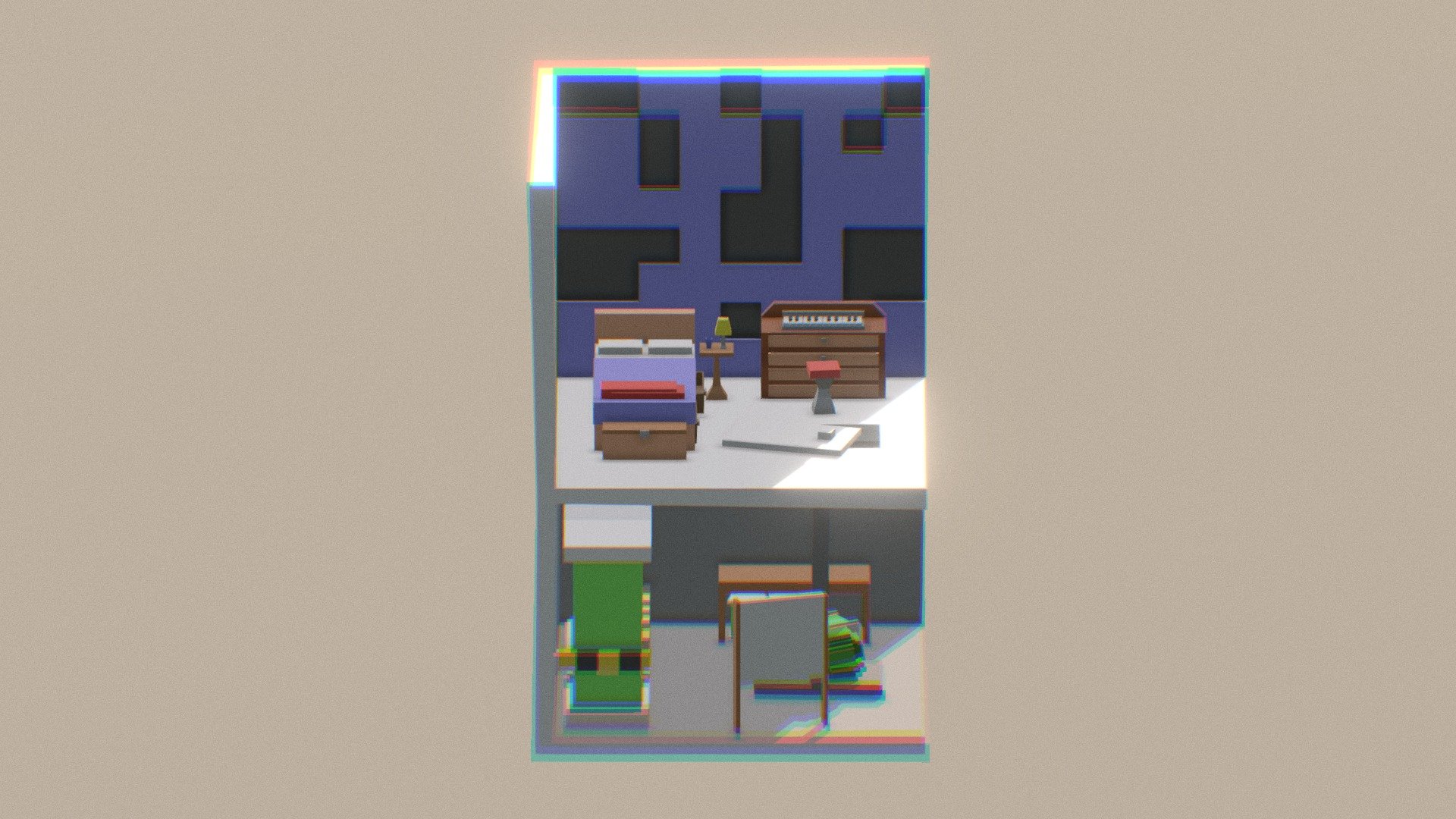 Low poly bedroom/lab - 3d model