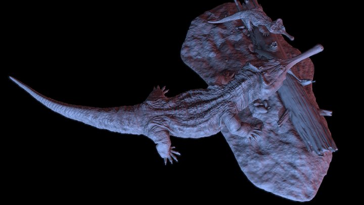 Champsosaurus 3D Printing diorama 3D Model