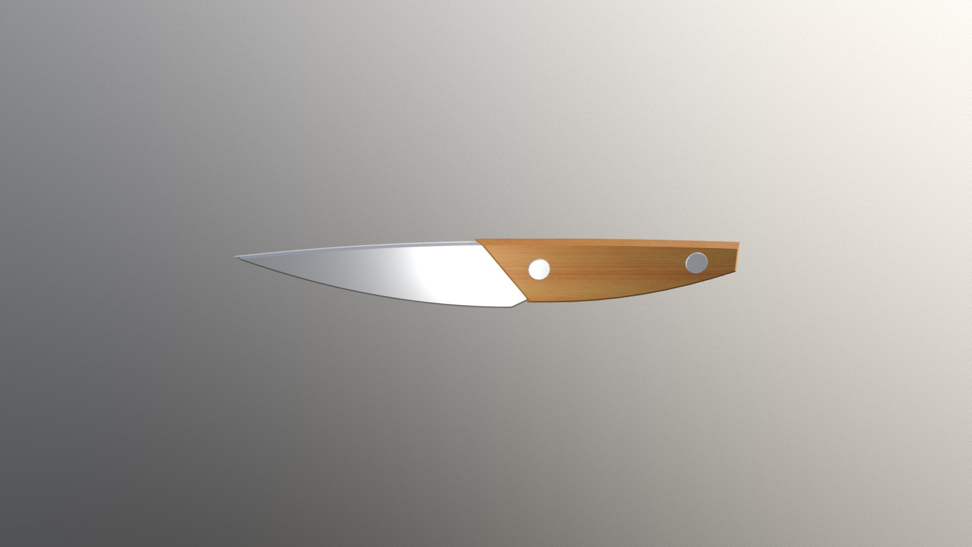 Low Poly Kitchen Knife With Wooden Handle