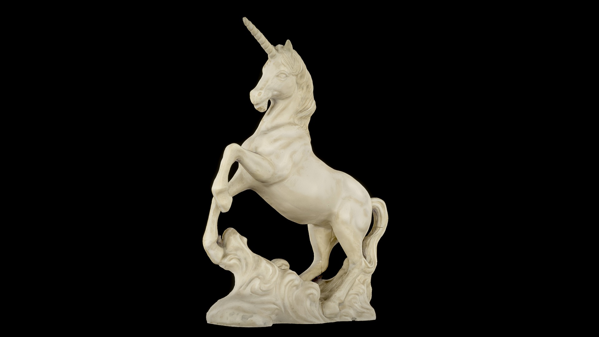 3D model Antique Unicorn Sculpture - This is a 3D model of the Antique Unicorn Sculpture. The 3D model is about a white statue of a unicorn.