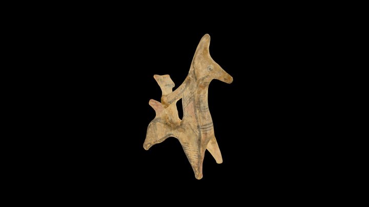 Cypriot Terracotta Horse and Rider Figurine 3D Model