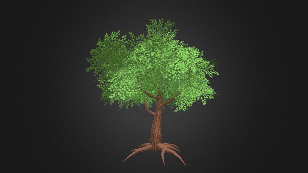 Stylish Low Poly Tree with Roots