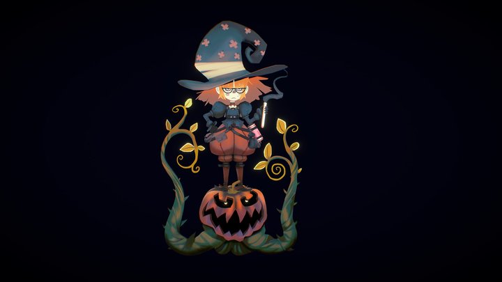 Pumpkin Witch 3D Model