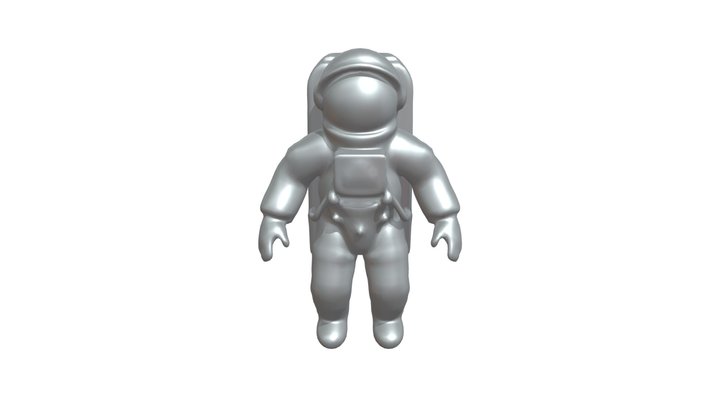 Astronaut in full space suit with a reflective 3D Model