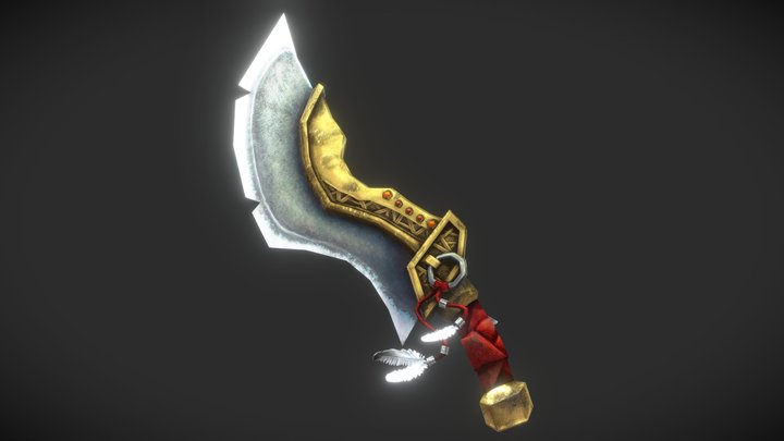 Low/Mid Poly Curved Stylised Sword 3D Model