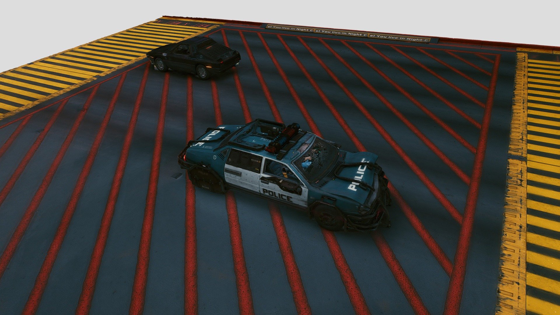Cyberpunk Police Car & Street Intersection