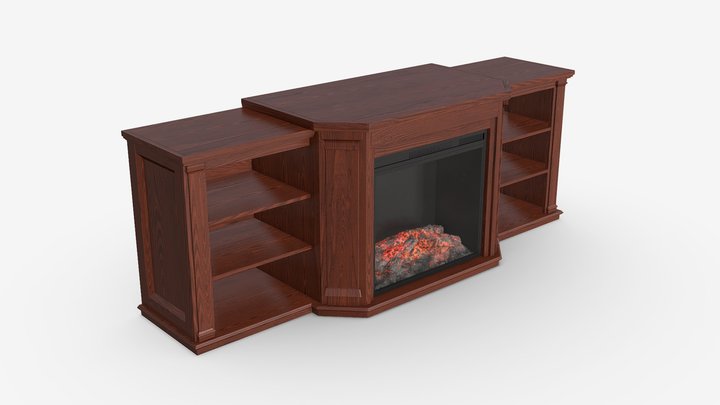 Electric Media Fireplace Wood Valmont 3D Model