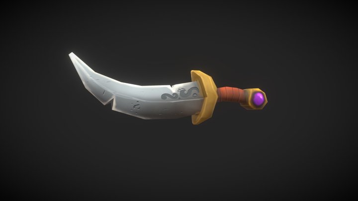 Hand Painted Stylized Dagger 3D Model