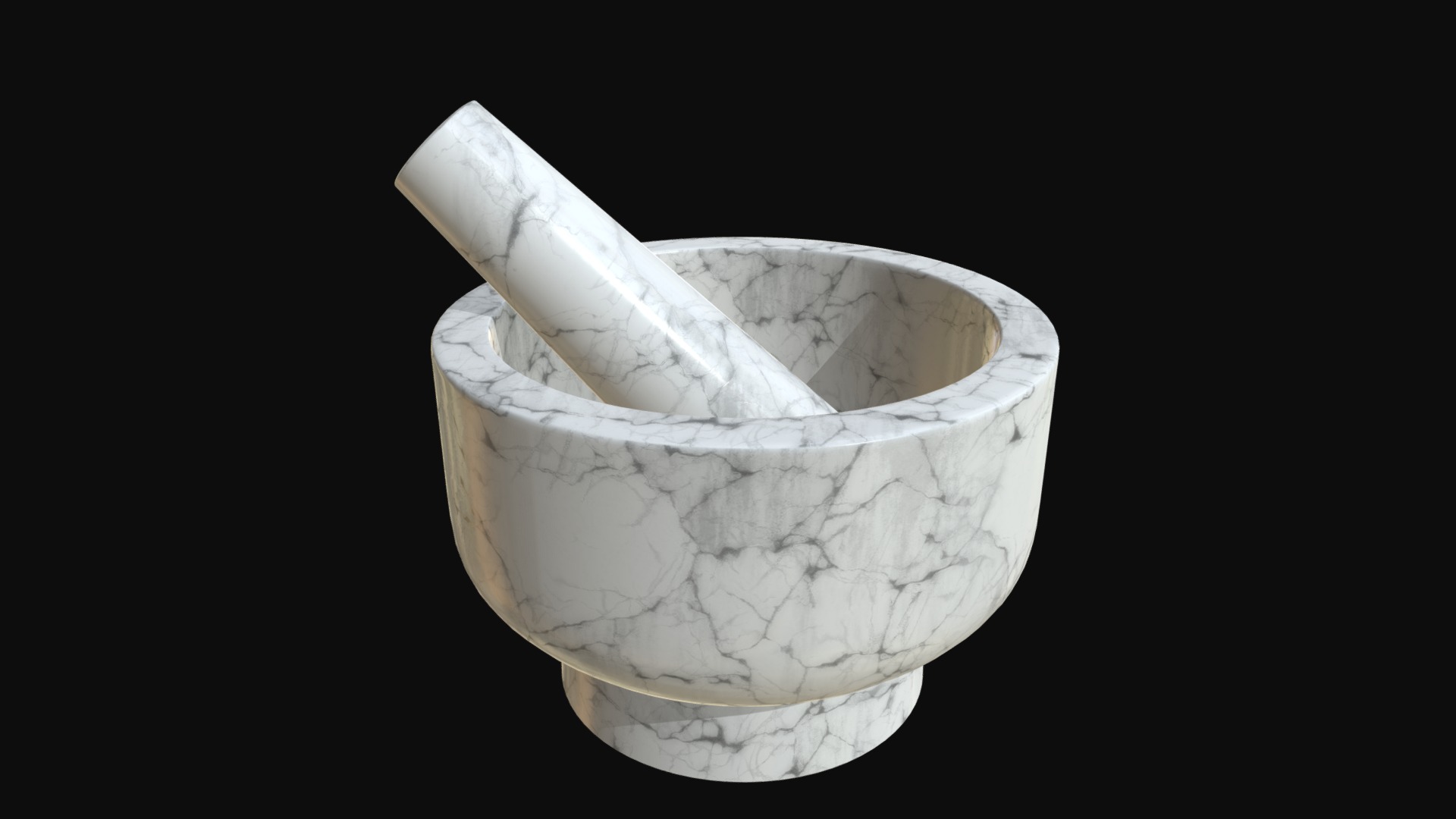 3D model Kitchen mortar and pestle - This is a 3D model of the Kitchen mortar and pestle. The 3D model is about a white bowl with a spoon in it.