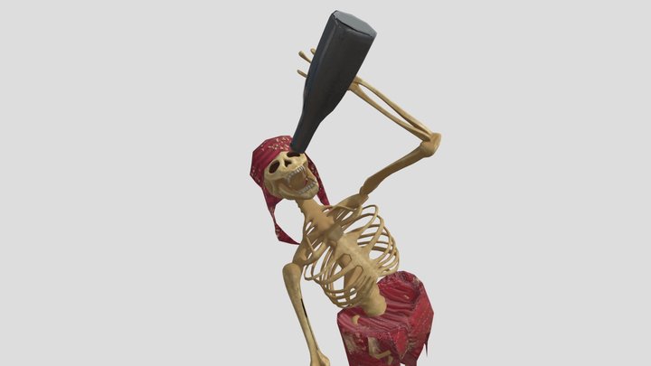 Skeleton Pirate " The Drunk " 3D Model