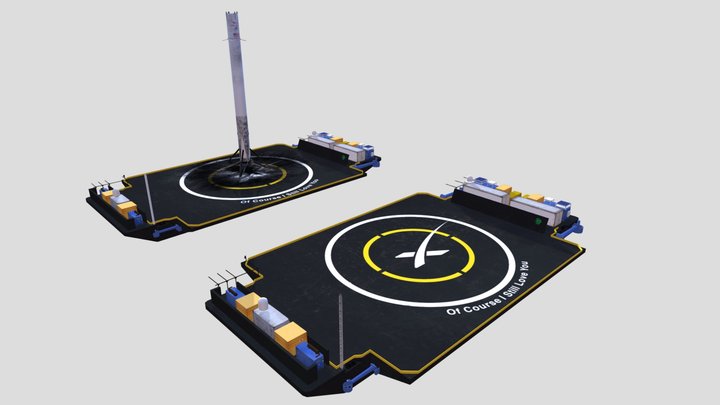 SpaceX drone barge 3D Model