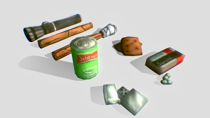 Stylized Survival Items 3D Model