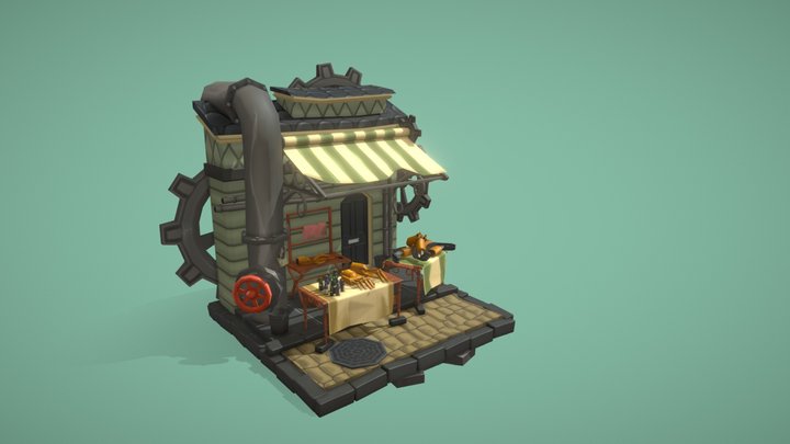 DAE Bazaar | Steampunk Prosthetics Vendor 3D Model