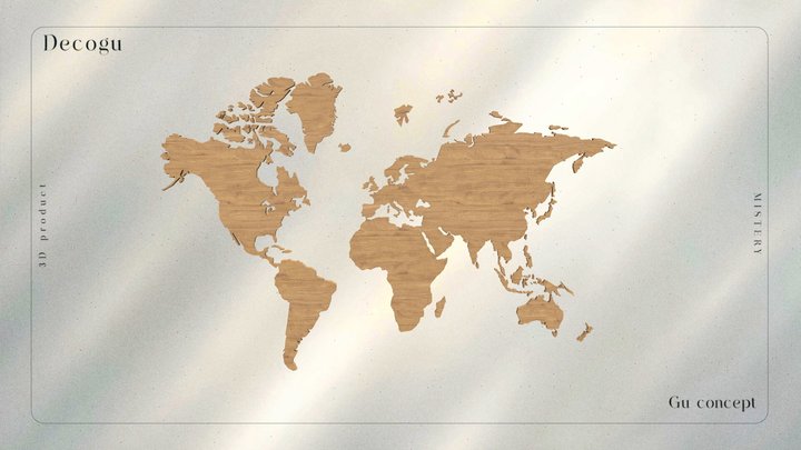 Wooden World Map Decor 3D Model