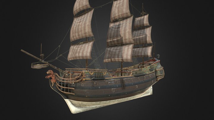 Large medieval ship 3D Model