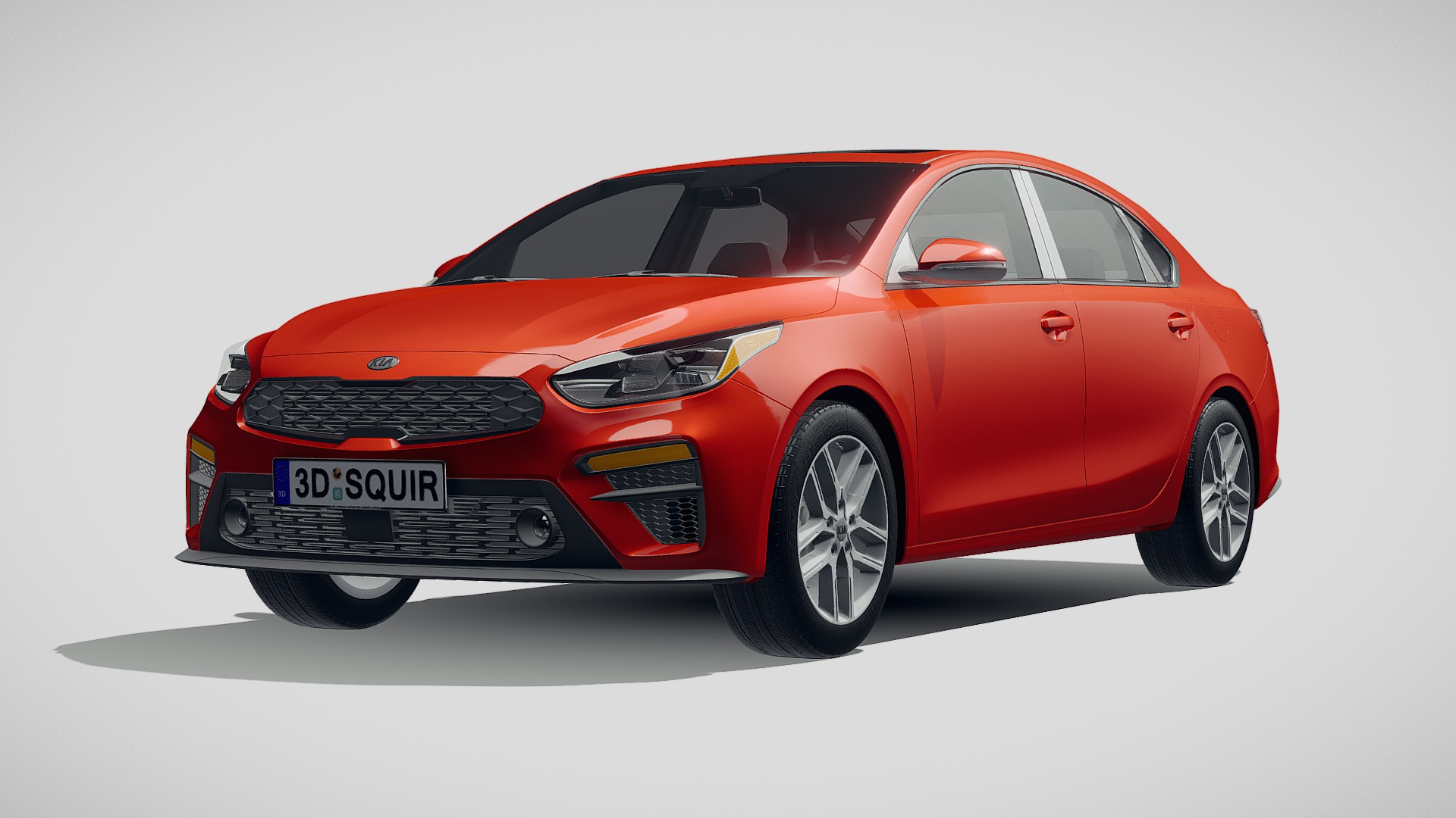 3D model Kia Forte 2019 - This is a 3D model of the Kia Forte 2019. The 3D model is about a red car with a white background.