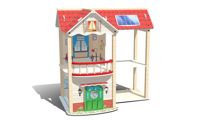 EV22 Wooden Dollhouse 3D Model