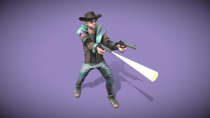Animated Cowboy Shoots Pistols, Blast Graphics – Modelo 3D gratuito STL