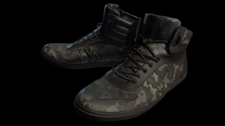 Leather Shoes - Military Style 3D Model