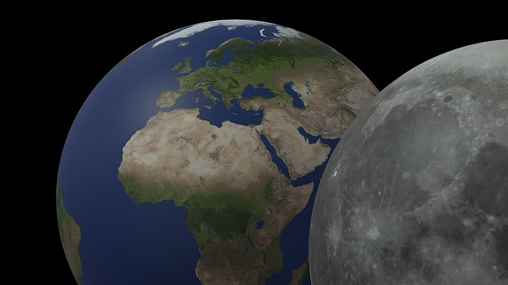 earth with moon 3D Model