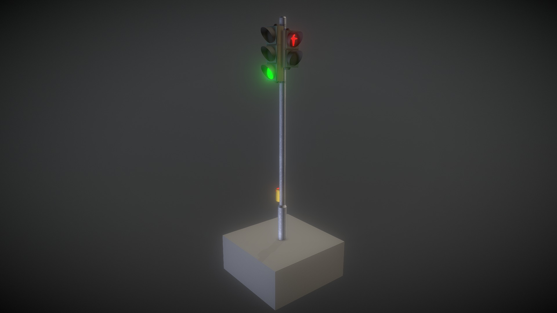 3D model Ampel mit Animation (Test-1) - This is a 3D model of the Ampel mit Animation (Test-1). The 3D model is about a lamp with a green light.