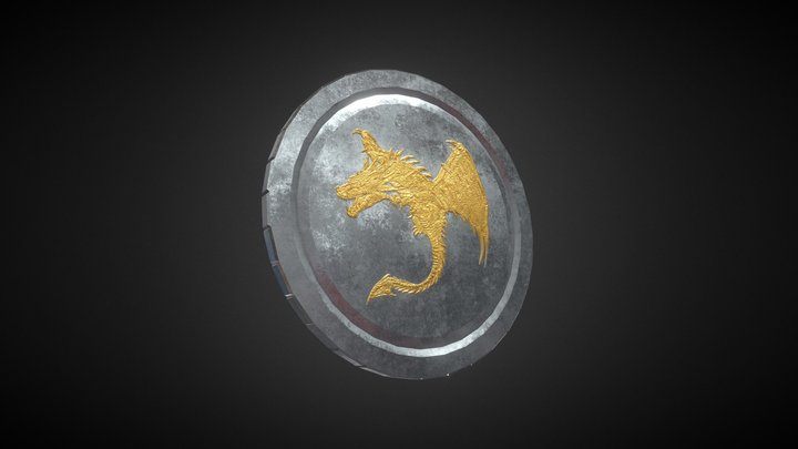 Coin with Gold Dragon 3D Model