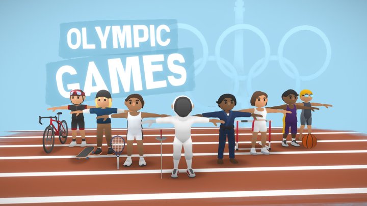 Low poly character pack: Olympic Games(rigged)🥇 3D Model