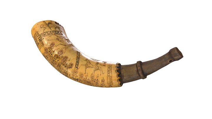 Engraved Powder Horn with Map 3D Model