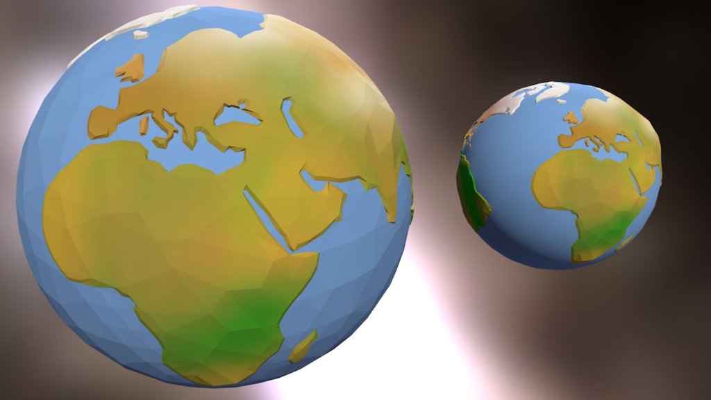 Low Poly Earth with Moon