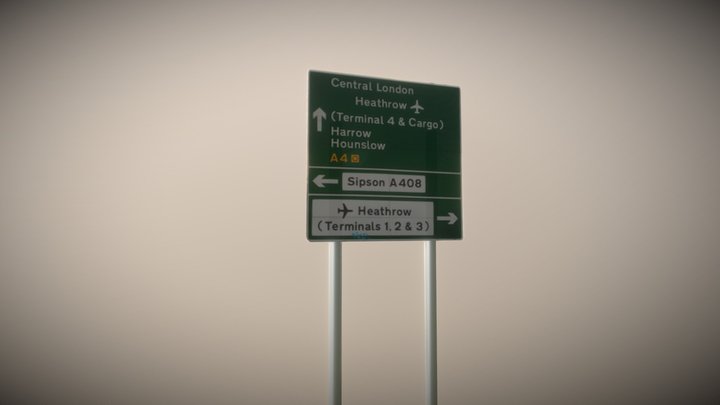 British Road Sign 3D Model